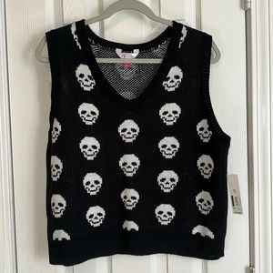 Knitted Black Skull Sweater Vest